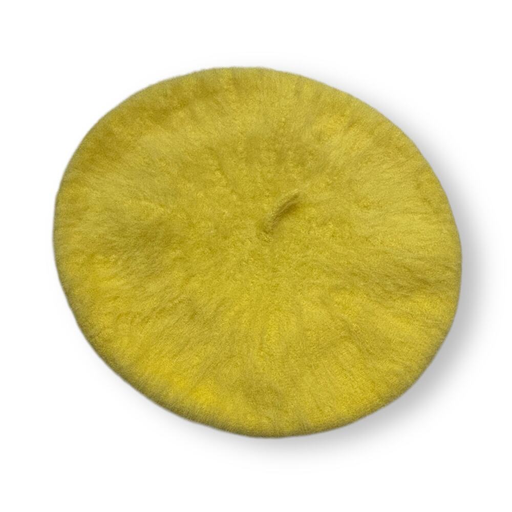 Vintage Royal Basque Yellow Beret in 100% Pure Angora 10" diameter